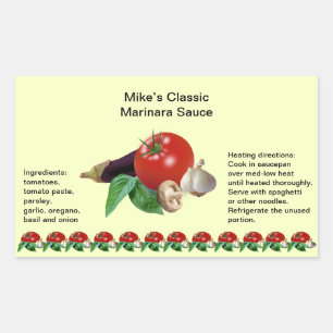 Klassieke Marinara Sauce Rechthoek Jar Labels