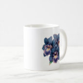 Klassieke marine blauw en paarse orchidee koffie m koffiemok (Voorkant rechts)