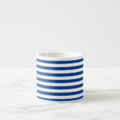 Klassieke Marine Blauw en Wit Horizontaal Gestreep Espresso Kop (Voorkant)