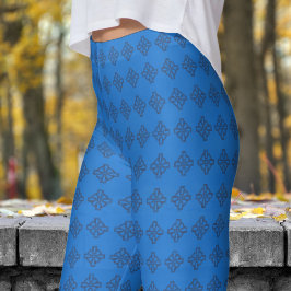 Klassieke Marine Blauw Tribal Cross Patroon Leggings