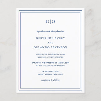 Klassieke Marine Blue Budget Huwelijksuitnodiging