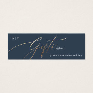 Klassieke marine Blue Elegant White Gold Gift Reg Mini Visitekaartjes