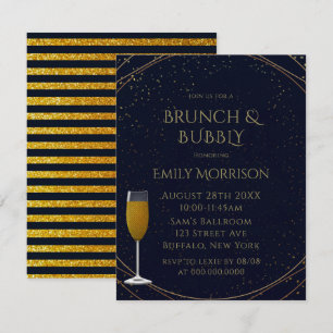 Klassieke marine en Gold Brunch en Bubble Kaart