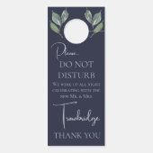 Klassieke marine en Waterverf Greenery Wedding Nig (Achterkant)