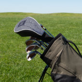 Klassieke marine Herringbone Pattern Monogrammed Golfheadcover (Insitu)