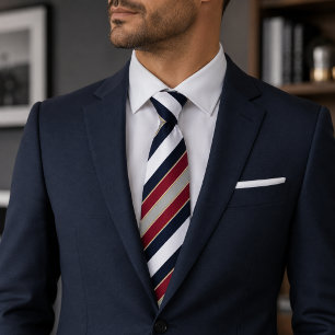 Klassieke marine rood witte Candy Stripe in vetged Stropdas
