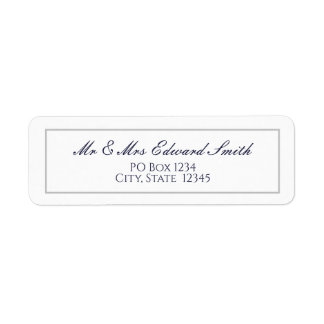 Klassieke marineblauw met label grensretouradres