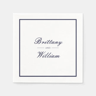 Klassieke marineblauwe bruid en bruidegom Script s Servet