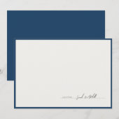 Klassieke marineblauwe rand gepersonaliseerd schri notitiekaartje (Voorkant / Achterkant)