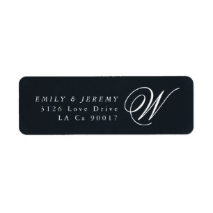 Klassieke marineblauwkalligrafie Monogram bruiloft Etiket