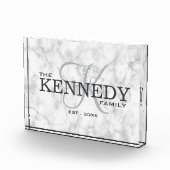 Klassieke Marmeren Familie Monogram Achternaam Typ Fotoblokken (Rechts)