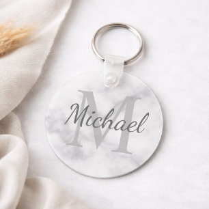 Klassieke marmeren gepersonaliseerde monogram en n sleutelhanger