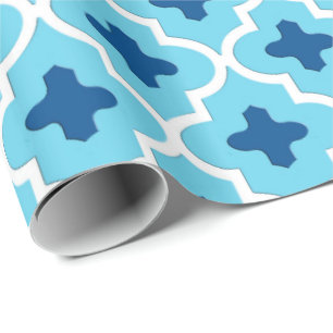 Klassieke Marokkaanse Tegel, Cobalt en Sky Blue Cadeaupapier