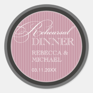 Klassieke Mauve Pinstripe Rehearsal Dinner Sticker