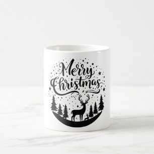 Klassieke Merry Christmas Deer en Tree Design Art Koffiemok