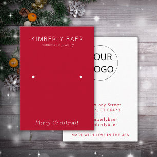 Klassieke Merry Christmas Red Earring Display Visitekaartje