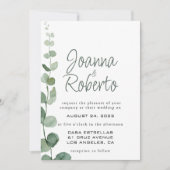 Klassieke Minimale Eucalyptus Formele bruiloft Kaart (Voorkant)