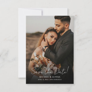 Klassieke minimale foto handschrift script bruilof save the date