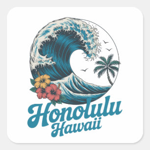 Klassieke Minimale Honolulu Hawaii Aloha Reis Vierkante Sticker