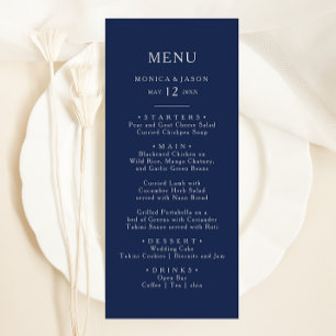 Klassieke minimale marine blauw Zilverweddenscha Menu