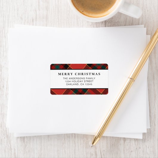 Klassieke Minimale Rood en Groen Geplakt Kerstmis Etiket (Insitu)