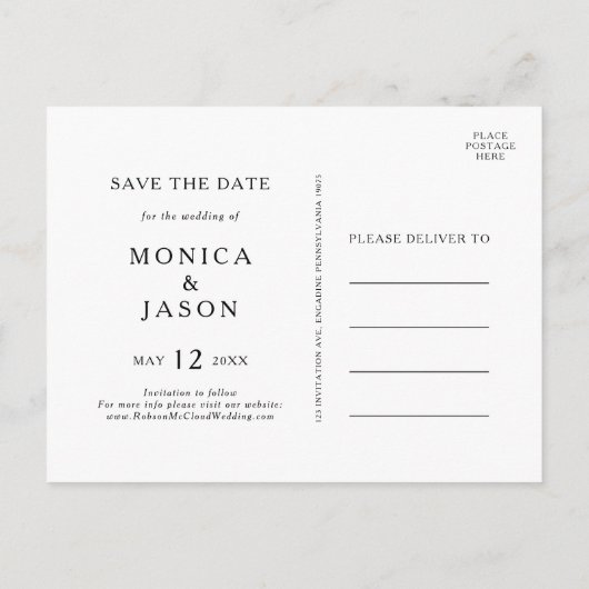 Klassieke minimalist sparen het Briefkaart van de  (Achterkant)