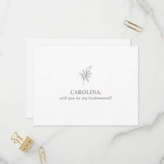 Klassieke minimalist U wordt mijn Bridesmaid Uitnodiging Briefkaart