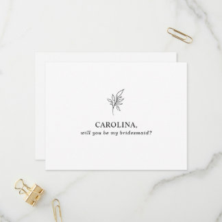 Klassieke minimalist U wordt mijn Bridesmaid Uitnodiging Briefkaart