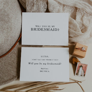 Klassieke minimalistische bridesmaid-Kaart voor he Kaart