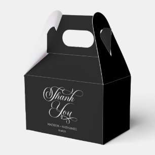 Klassieke minimalistische elegante script bruiloft bedankdoosjes