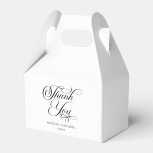 Klassieke minimalistische elegante script bruiloft bedankdoosjes