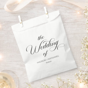 Klassieke minimalistische elegante script bruiloft bedankzakje