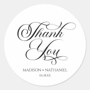 Klassieke minimalistische elegante script bruiloft ronde sticker