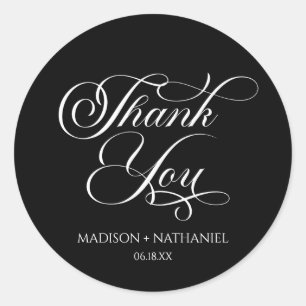 Klassieke minimalistische elegante script bruiloft ronde sticker
