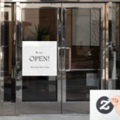 KLASSIEKE Minimalistische Elegantie Wij zijn open Raamsticker (Kantoordeur)