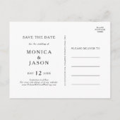 Klassieke Minimalistische Foto Save The Date-ansic Uitnodiging Briefkaart (Achterkant)