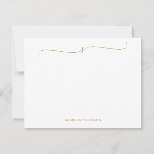 Klassieke minimalistische gouden kalligrafie notitiekaartje