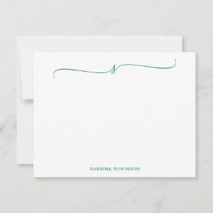 Klassieke minimalistische groene kalligrafie notitiekaartje