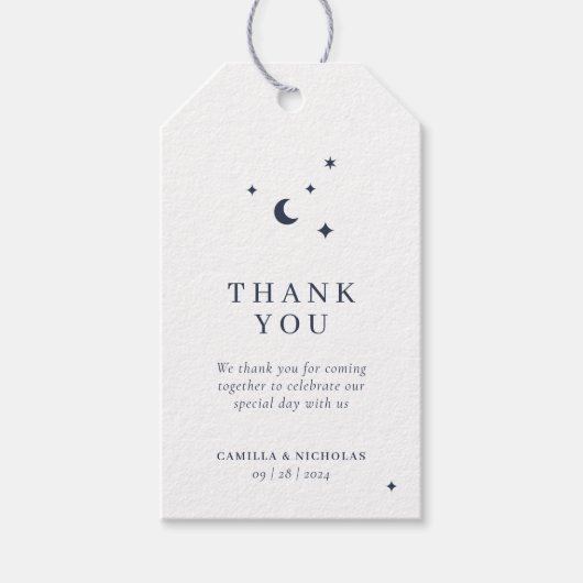 Klassieke minimalistische hemelse bruiloft cadeaulabel (Voorkant)