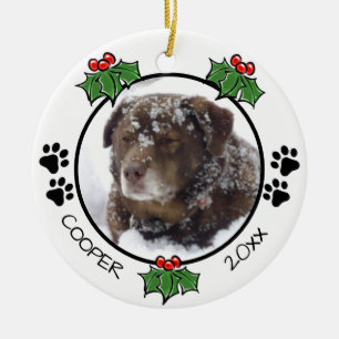 Klassieke minimalistische kerstpootafdrukken voor keramisch ornament