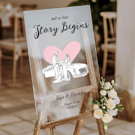 Klassieke Minimalistische Line Art Wedding Welkom Acryl Bord