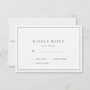 Klassieke minimalistische marine blauw bruiloft RS RSVP Kaartje