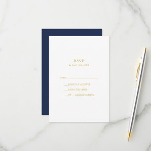 Klassieke minimalistische marineblauw   Gold RSVP- RSVP Kaartje