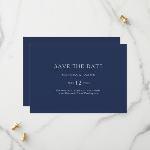 Klassieke minimalistische marineblauw   Zilver hor Save The Date