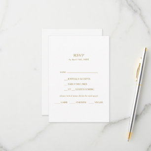 Klassieke minimalistische menu met keuze RSVP-kaar