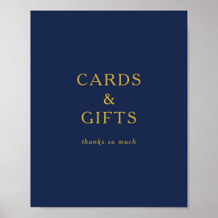 Klassieke Minimalistische Navy Blauwe Gouden Kaart Poster