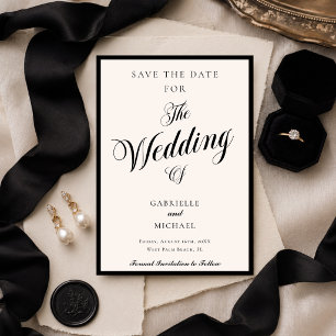 Klassieke Minimalistische Oude Rijkdom Zwart Ivoor Save The Date