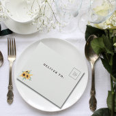 Klassieke minimalistische zonnebloemboog Sage Groe All In One Uitnodiging