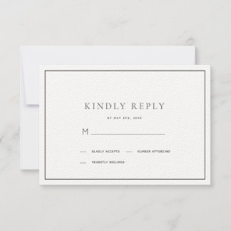 Klassieke minimalistische zwart-wit bruiloft RSVP Kaartje