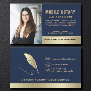 Klassieke mobiele notariskwalificatie agent foto visitekaartje